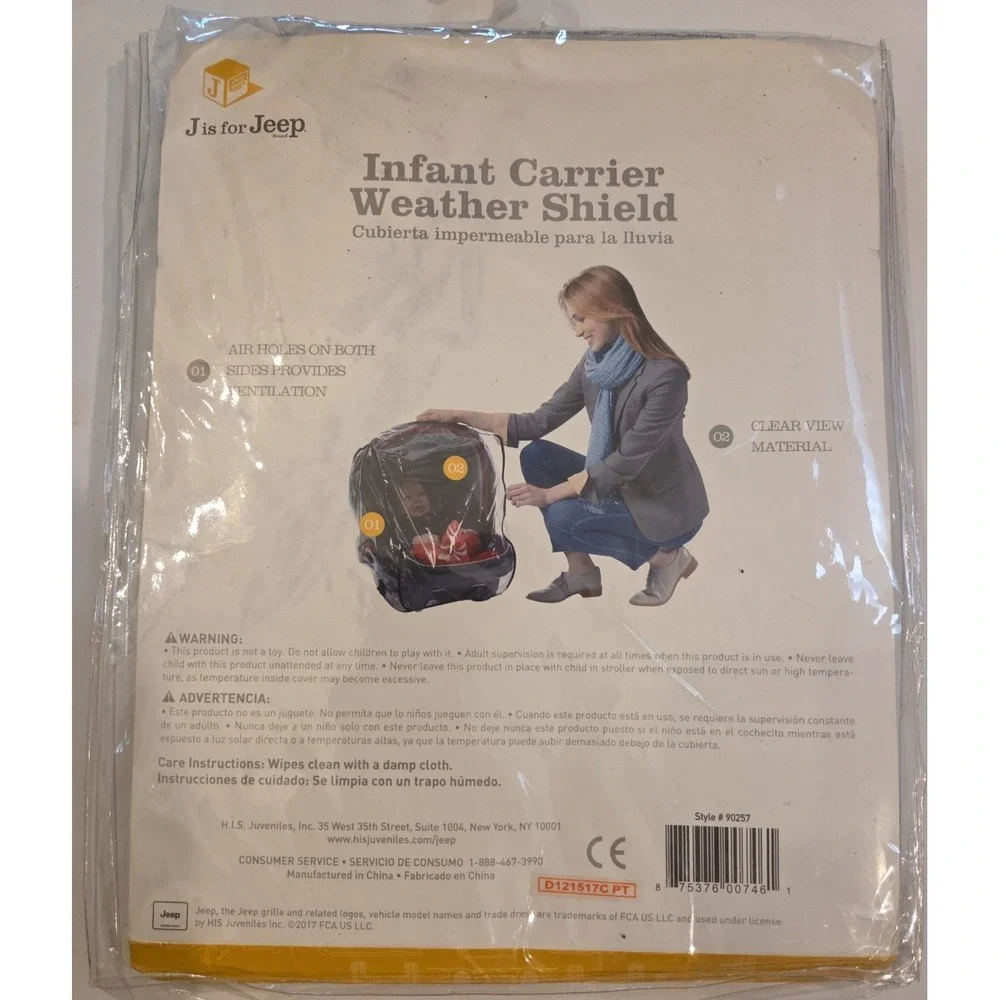 J is for Jeep Infant Carrier Weather Shield Fits Most Carriers Ventilated NEW
